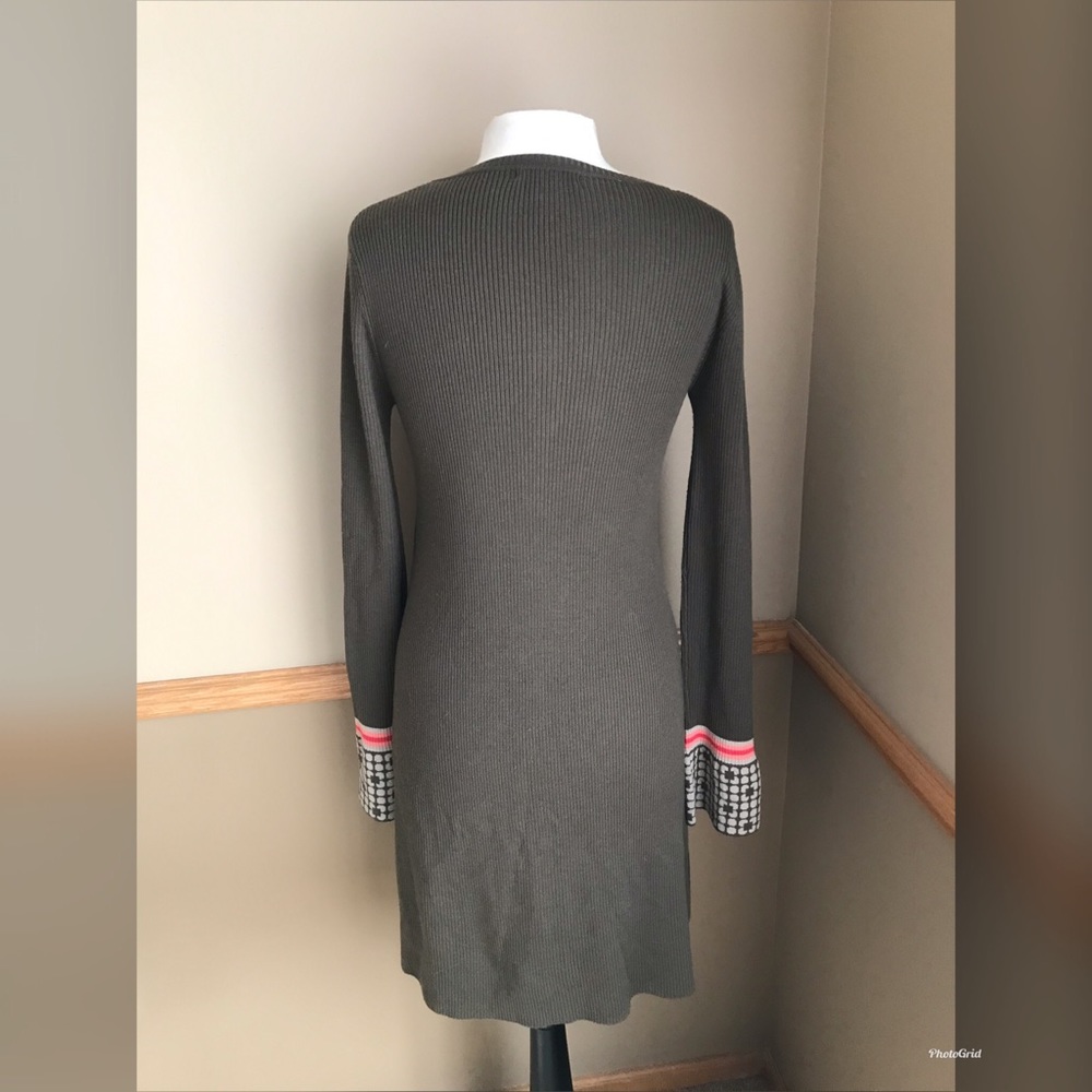 Orla Kiely Long Wool Brown Cardigan Patterned Cuff - Picture 5 of 12
